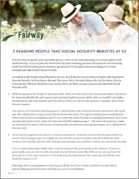 Thumbnail of 3 Reasons People Take SS at 62